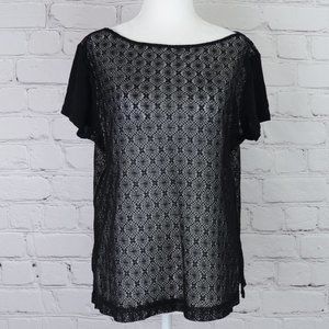 ROBBI & NIKKI Black Lace T-Shirt - Made in USA…